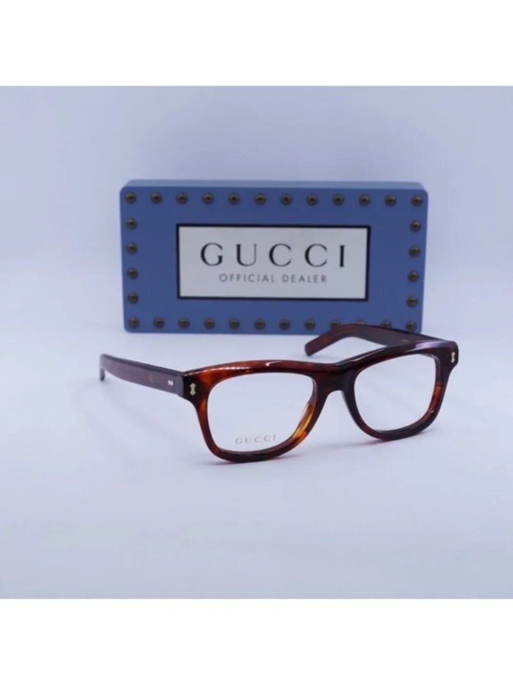 Gucci GG1526O 003 Square Eyeglasses Shiny Reddish Havana 52mm